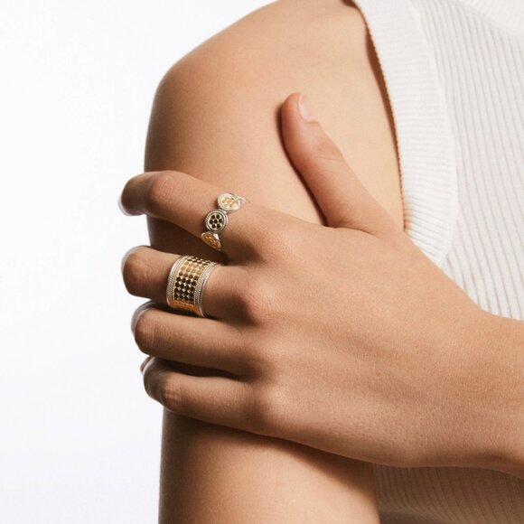 Anna Beck Classic Band Ring Womens 10 Two Tone 18K Gold .925 Sterling Silver - Picture 11 of 11